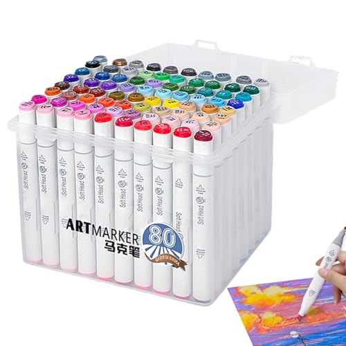 Malmarker, 80 Farben, Malbuch-Marker für Erwachsene, Doppelspitze, schnell trocknend, für Scrapbooking, Journaling, Schule, College, Zuhause, Vorschule, Kindergarten, Kunstunterricht Malmarker, 80 Farben, Malbuch-Marker für Erwachsene, Doppelspitze, schnell trocknend, für Scrapbooking, Journaling, Schule, College, Zuhause, Vorschule, Kindergarten, Kunstunterricht von Wpsagek