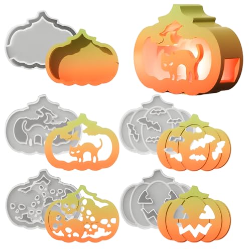 Silikon-Kürbisform, Seifenherstellungswerkzeug, Halloween-Gießform-Set für Ton, Gips, Harz, Basteln, Erwachsene, Kinder, Seife, Kerzen Silikon-Kürbisform, Seifenherstellungswerkzeug, Halloween-Gießform-Set für Ton, Gips, Harz, Basteln, Erwachsene, Kinder, Seife, Kerzen von Wpsagek