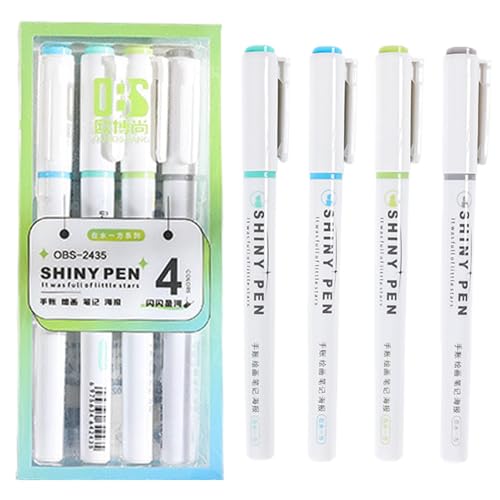 Textmarker-Marker, 4 Farben, Pastell-Glitzer-Textmarker, schnell trocknend, Textmarker, glitzernde Marker für Kindernotizen, Schüler-Zeichnungen Textmarker-Marker, 4 Farben, Pastell-Glitzer-Textmarker, schnell trocknend, Textmarker, glitzernde Marker für Kindernotizen, Schüler-Zeichnungen von Wpsagek