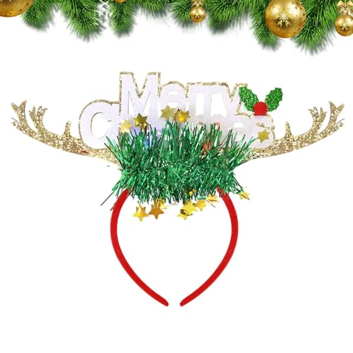 Wpsagek Haarreif mit weihnachtlichem Rentiergeweih – Weihnachts-Hirschgeweih, Kopfschmuck, LED-farbige, Rentier-Ohr-Haarreif, Glocke, Elchgeweih, Haarband für Cosplay Wpsagek Haarreif mit weihnachtlichem Rentiergeweih – Weihnachts-Hirschgeweih, Kopfschmuck, LED-farbige, Rentier-Ohr-Haarreif, Glocke, Elchgeweih, Haarband für Cosplay von Wpsagek