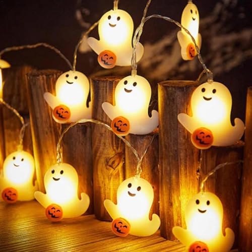 Wpsagek Halloween Lichterkette Deko, Geister Lichterkette 2M 10 LED Geister, Batterie Betriebene Geister Deko Halloween Lichterkette Wpsagek Halloween Lichterkette Deko, Geister Lichterkette 2M 10 LED Geister, Batterie Betriebene Geister Deko Halloween Lichterkette von Wpsagek