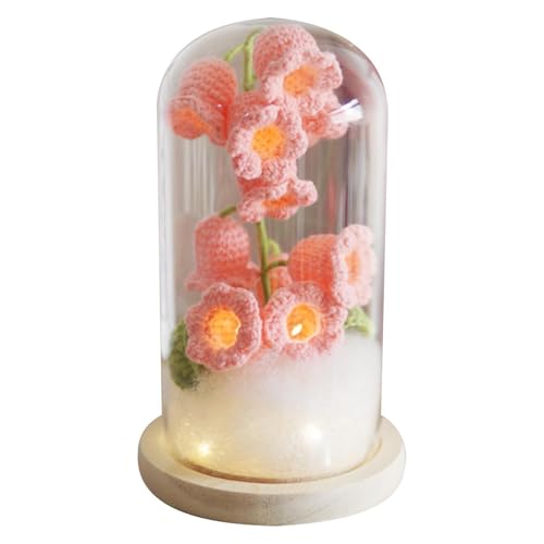 Wpsagek Maiglöckchen Nachtlicht - Schreibtisch Nachtlicht - Blume Tischlampe, Blume im Glas Lampenschirm, Häkelblumen Nachtlicht für Frauen Mädchen am Geburtstag, Valentinstag von Wpsagek