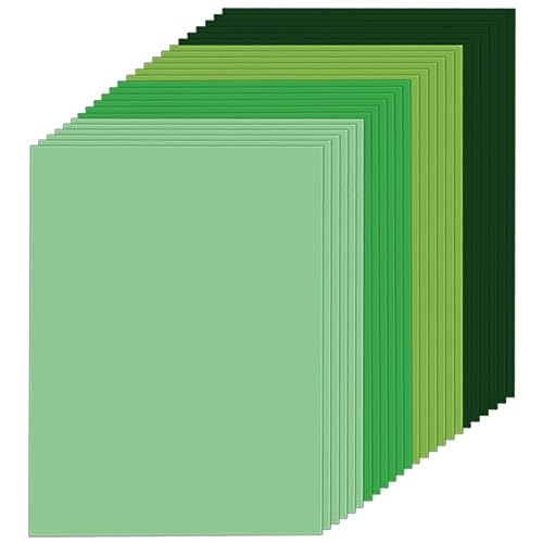 Wpxmer Grüner Karton, 21,6 x 27,9 cm, grünes Konstruktionspapier, dicker Papiereinband, Karton für Bastelbedarf (gemischtes Grün), 24 Stück von Wpxmer