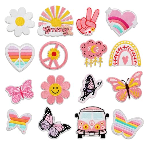Bügelbilder für Textilien 16 Stück Bügelflicken Kinder Flicken zum Aufbügeln Schmetterling Aufnäher Patches zum Aufbügeln Geeignet für Kinder DIY T-Shirt von Wqafe