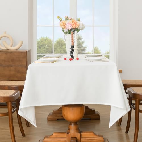 Wracra wasserdichte Rechteckig Tischdecke für 6 bis 8 Sitzer, Tischdecken im Leinenstil für drinnen und draußen, knitterfreie waschbare Polyester Tischdecke für den täglichen Gebrauch (140×220cm) von Wracra