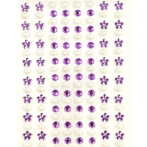Wrapables 164 Stück Strasssteine Kristall Blume und Perle Aufkleber Lila von Wrapables