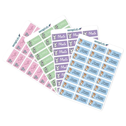120 Namensaufkleber Kinder Schule - Aufkleber selbst gestalten, Namensschilder für Einschulung Schulsachen - Preis-Etiketten von Wraplab