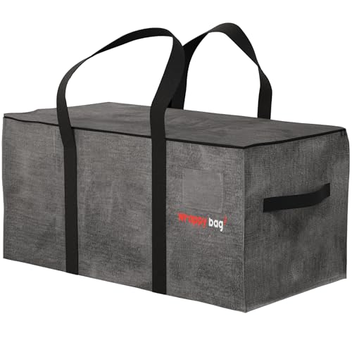 WRAPPYBAG im 10er Pack Große Kunststoff-Aufbewahrungstaschen – XXL-Taschen für Umzug & Reise – Stabil, dick & wasserdicht mit verstärkten Griffen – für Kleidung & Bettwäsche – 75 x 36 x 38 cm von Wrappybag