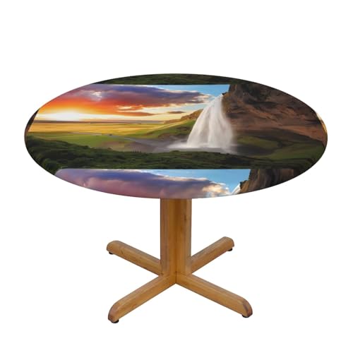 Runde Tischdecke, rund, Island, Wasserfall, Fluss, Feld, Sonnenuntergang Runde Tischdecke, rund, Island, Wasserfall, Fluss, Feld, Sonnenuntergang von Wratle