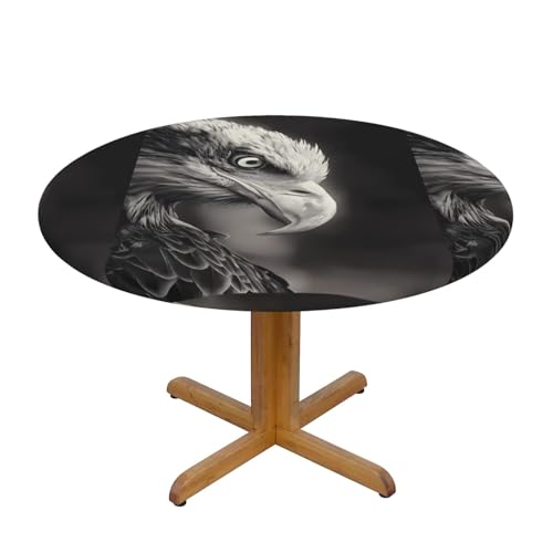 Runde Tischdecke, rund, Motiv: Adler, Schwarz und Weiß von Wratle