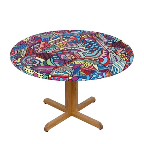 Runde Tischdecke, runde Tischdecke, Farbe, abstraktes Muster, Zeichnung von Wratle
