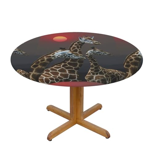 Runde Tischdecke, runde Tischdecke, Giraffe bei Sonnenuntergang von Wratle