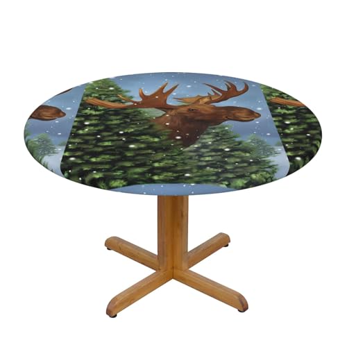 Runde Tischdecke, runde Tischdecke, Tischdecke, Weihnachten, Winter, Hirsche von Wratle