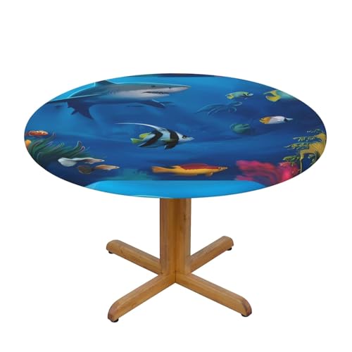 Runde Tischdecke, runde Tischdecke, weißer Fisch von Wratle