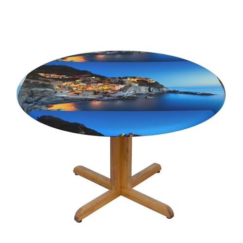 Wratle Runde Tischdecke, rund, Motiv: Italienisches Meer bei Sonnenuntergang von Wratle