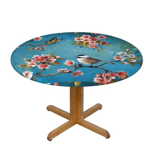 Wratle Runde Tischdecke, runde Tischdecke, Blumen, Vögel und Schmetterlinge von Wratle