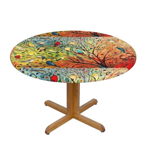 Wratle Runde Tischdecke, runde Tischdecke, Garten, Baum und Vögel von Wratle
