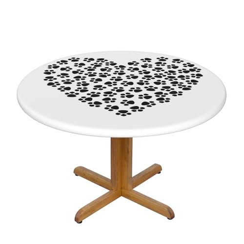 Wratle Runde Tischdecke, runde Tischdecke, Hundepfotenabdruck, Herzmotiv von Wratle