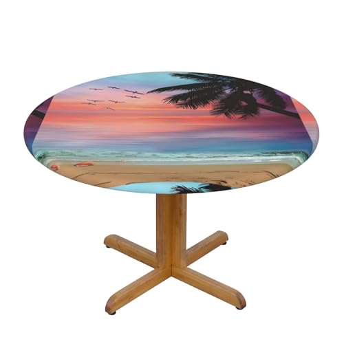 Wratle Runde Tischdecke, runde Tischdecke, Kokospalme, Sandstrand von Wratle