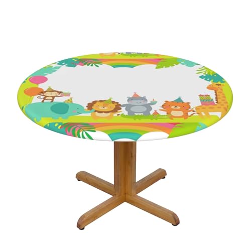 Wratle Runde Tischdecke, runde Tischdecke, Tischdecke, niedliche Cartoon-Tiere von Wratle