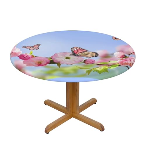 Wratle Runde Tischdecke, runde Tischdecke, Tischdecke, rosa Blumen, Schmetterlinge von Wratle