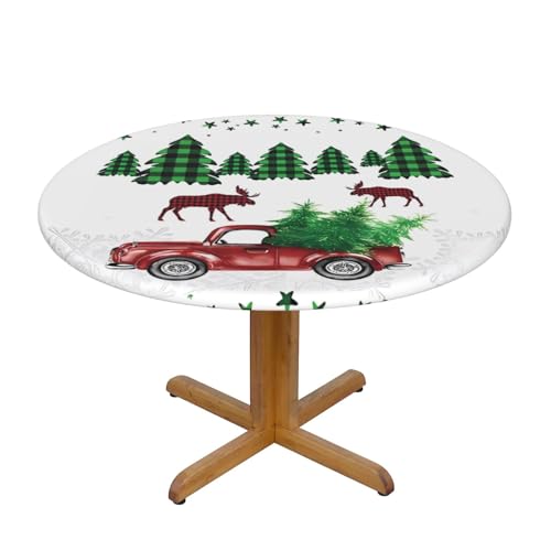 Wratle Runde Tischdecke, runde Tischdecke, Weihnachts-LKW und Elch von Wratle