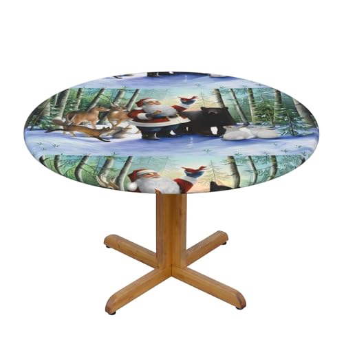 Wratle Runde Tischdecke, runde Tischdecke, Weihnachtsmann und Tiere von Wratle