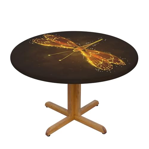 Wratle Runde Tischdecke, runde Tischdecke, abstrakte gelbe Libelle von Wratle