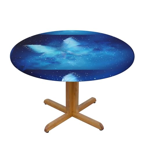 Wratle Runde Tischdecke, runde Tischdecke, blaue Sternenschmetterlings-Galaxie von Wratle