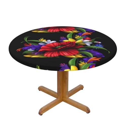Wratle Runde Tischdecke, runde Tischdecke, bunte Frühlingsblumen von Wratle
