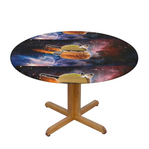 Wratle Runde Tischdecke, runde Tischdecke, lustige Katze im Weltraum von Wratle