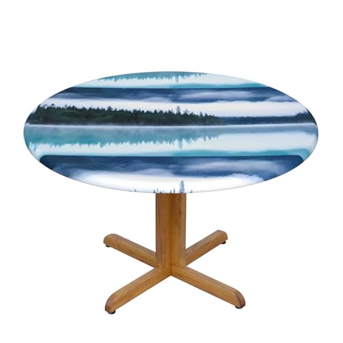 Wratle Runde Tischdecke, runde Tischdecke, neblige Berge, Landschaft von Wratle