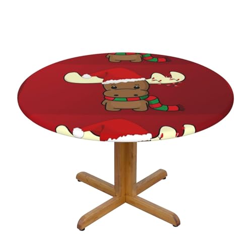 Wratle Runde Tischdecke, runde Tischdecke, niedliches Weihnachts-Rentier von Wratle