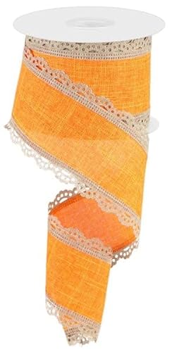 Drahtband mit gewelltem Rand, Royal Jute, Hellbeige-Orange, 6,3 cm x 9,1 m von Wreath & Bow Co.