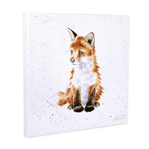 Wrendale Bild, Kinderzimmer, Tiermotiv, Leinwandbild, 20x20 cm, Geschenkidee, Babyzimmer Einrichtung, Dekoration, Geschenk zur Geburt (Fuchs) von Wrendale Designs