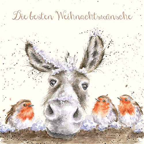 Wrendale Doppelkarte Weihnachten mit Umschlag, Die besten Weihnachtswünsche, Motiv Esel & Rotkehlchen,15x15 cm Wrendale Doppelkarte Weihnachten mit Umschlag, Die besten Weihnachtswünsche, Motiv Esel & Rotkehlchen,15x15 cm von Wrendale Designs
