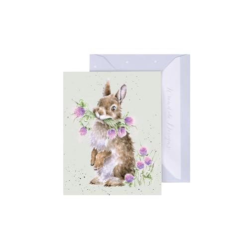 Wrendale - GE135 - Grußkarte, Doppelkarte mit Umschlag, Mini Karte, Nur für dich, Hase mit Klee, Head Clover Heels, 7,5cm x 9cm Wrendale - GE135 - Grußkarte, Doppelkarte mit Umschlag, Mini Karte, Nur für dich, Hase mit Klee, Head Clover Heels, 7,5cm x 9cm von Wrendale Designs