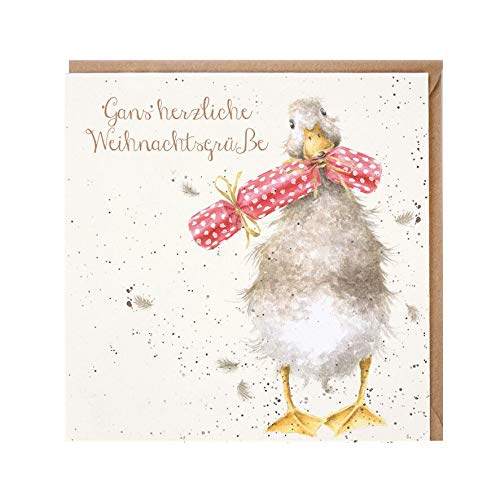 Wrendale - GX018 - Weihnachtskarte, Doppelkarte mit Umschlag, Gans, Gans herzliche Weihnachtsgrüße, 15cm x 15cm von Wrendale Designs