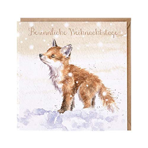 Wrendale - GX032 - Weihnachtskarte, Doppelkarte mit Umschlag, Fuchs, Besinnliche Weihnachtstage, 15cm x 15cm von Wrendale Designs
