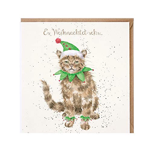 Wrendale - GX039 - Weihnachtskarte, Doppelkarte mit Umschlag, Katze, Es weihnachtet sehr, 15cm x 15cm von Wrendale Designs