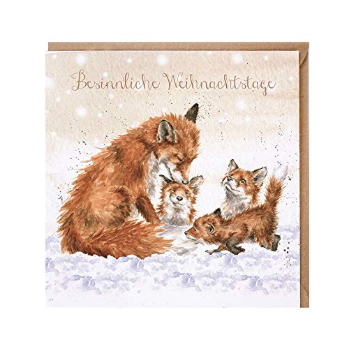 Wrendale - GX045 - Weihnachtskarte, Doppelkarte mit Umschlag, Fuchs, Besinnliche Festtage, 15cm x 15cm von Wrendale Designs
