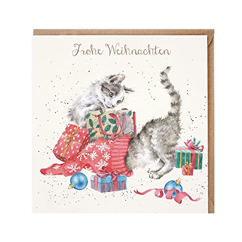 Wrendale - GX046 - Doppelkarte mit Umschlag, Weihnachten, Katzen, Frohe Weihnachten, 15cm x 15cm, quadratisch von Wrendale Designs