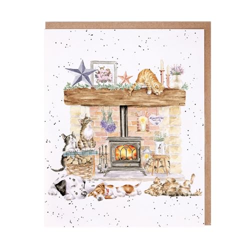 Wrendale - JCS240 - Doppelkarte mit Umschlag, The Country Set, Katzen und Hunde am Kamin There´s No Place Like Home, 17cm x 14cm Wrendale - JCS240 - Doppelkarte mit Umschlag, The Country Set, Katzen und Hunde am Kamin There´s No Place Like Home, 17cm x 14cm von Wrendale Designs