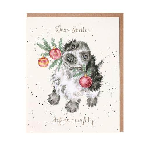 Wrendale - JX079 - Doppelkarte mit Umschlag, Weihnachten, Hund, Dear Santa define naughty, 17cm x 14cm von Wrendale Designs