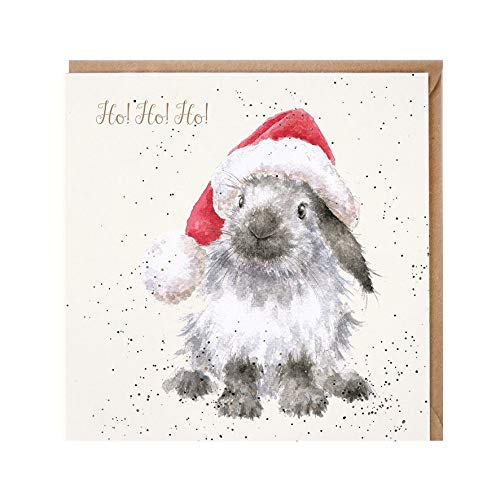Wrendale - X066 - Doppelkarte mit Umschlag, Weihnachten, Hase mit Weihnachtsmütze, Ho! Ho! Ho!, 15cm x 15cm, quadratisch Wrendale - X066 - Doppelkarte mit Umschlag, Weihnachten, Hase mit Weihnachtsmütze, Ho! Ho! Ho!, 15cm x 15cm, quadratisch von Wrendale Designs