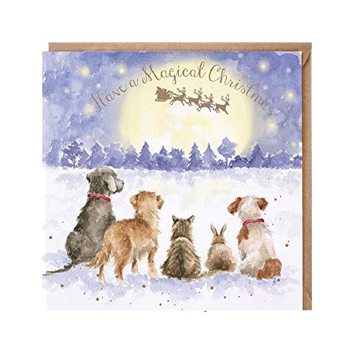 Wrendale - X072 - Doppelkarte mit Umschlag, Weihnachten, Tiere, Have a magical Christmas, 15cm x 15cm, quadratisch von Wrendale Designs