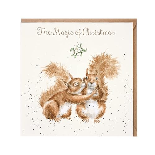 Wrendale - X081 - Weihnachtskarte, Doppelkarte mit Umschlag, Eichhörnchen, The magic of Christmas, 15cm x 15cm von Wrendale Designs