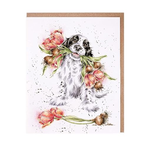 Wrendale - ACS190 - Grußkarte, Doppelkarte mit Umschlag, Hund mit Blumen, blooming with love, The Country Set Karte, 17cm x 12,5cm von Wrendale Designs