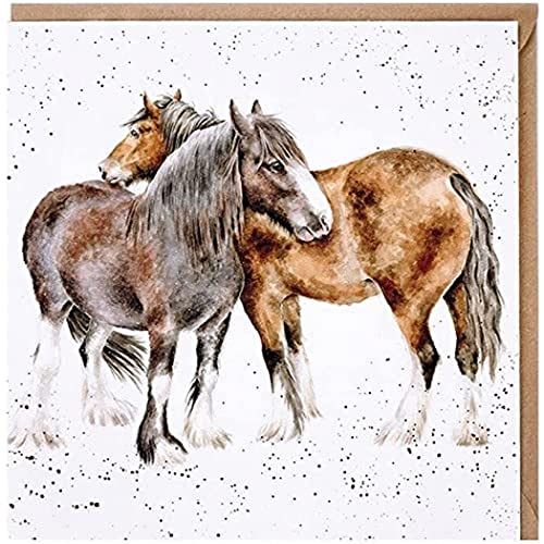 Wrendale - CS208 - Doppelkarte mit Umschlag, Pferde, side by side, 15cm x 15cm, quadratisch von Wrendale