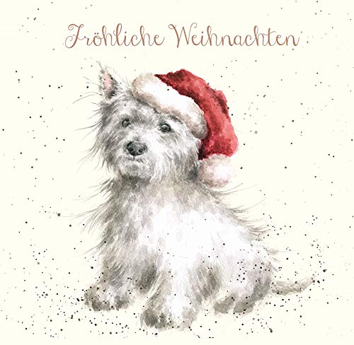 Wrendale Doppelkarte Weihnachten mit Umschlag, Fröhliche Weihnachten, Motiv West Highland Terrier,15x15 cm von Wrendale